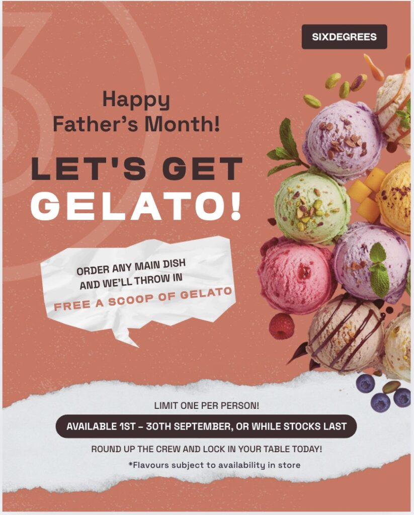 Father’s Day Specials Albany free gelato at Six Degrees