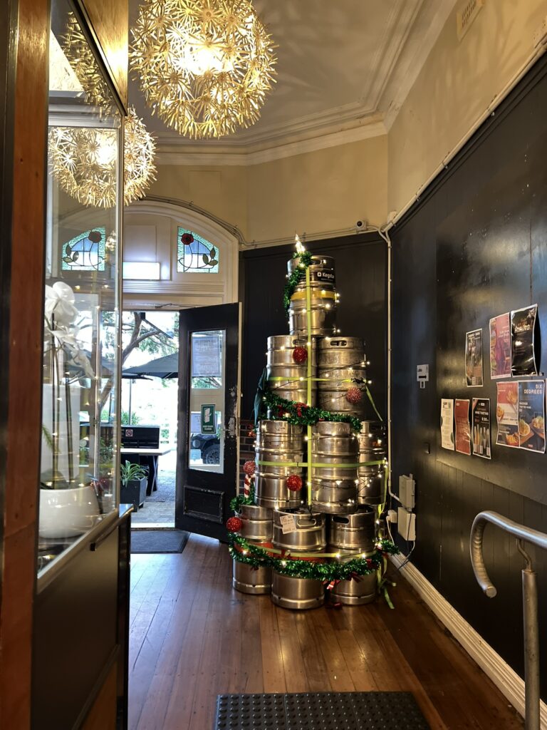 christmas tree albany corner inside Six Degrees with cosy holiday décor