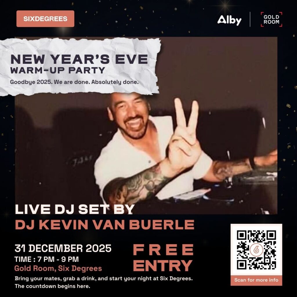 Albany NYE Warm-Up crowd enjoying DJ music and drinks at Six Degrees before the New Year’s Eve fireworks