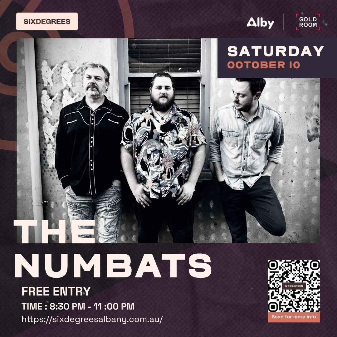 Albany Saturday band night with The Numbats on 10 October 2026