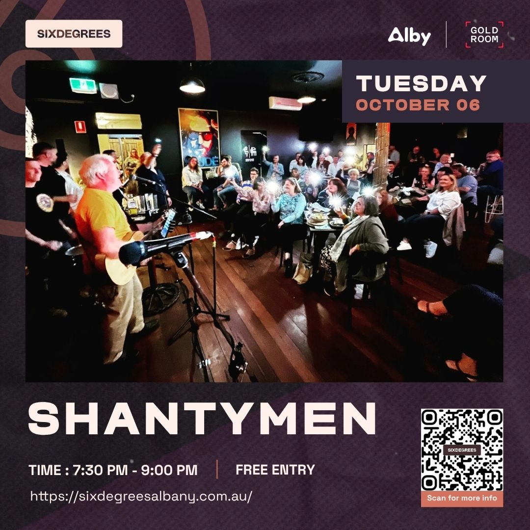 Albany Tuesday live music with Shantymen at Six Degrees on 6 October 2026